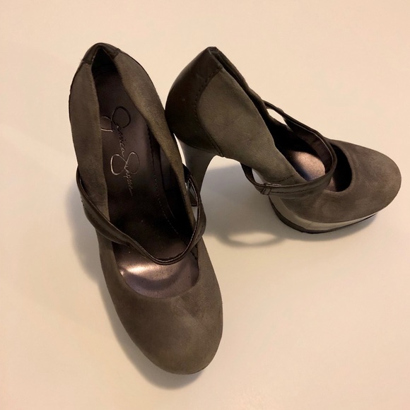 Smokey grey & brown Jessica Simpson heels - Picture 2 of 2